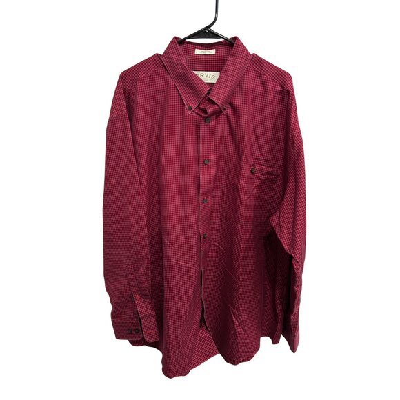 Orvis Gingham Check Long Sleeve Button Front Shirt Red Black Sz XXL Officewear - Picture 1 of 9
